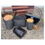 Galvanized, metal hanging shelf plus metal canister set and square storage box