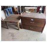 Two drawer lateral file cabinet and side table