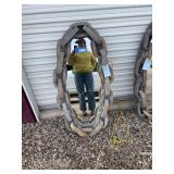 Large oval wood chain wall mirror