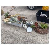 Artificial florals and assortment of vases/canisters