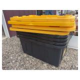Four large storage totes with lids