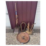 Primitive items, including shovels, collar, hames and the original sled from Christmas Vacation!