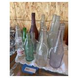 12 vintage glass bottles
