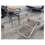 Vintage fold up chair, typing table, paper dispenser