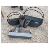 Metal decor - galvanized baskets, vases, metal shelf