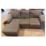 3 cushion gray sofa w/ chaise lounge end  74" long