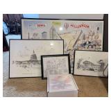 Iowa Millennium Caricture print, US Capitol and Supreme Court prints