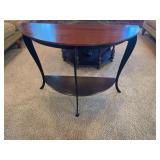 17 x 40 x 30H cherry top metal leg half round table