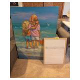 Canvas painting 2 little girls on the beach and Iowa Blizzard ??