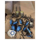 Unidentifiable Nascar scanner, 2 Bearcat Sportcat 180 handheld scanners and 4 sets of Racing Radios headphones, scanners have chargers