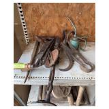 Hand saw, drill, file, ice tongs, etc