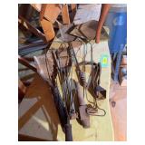 Coal shovels, dust pan, rug beater, spigot