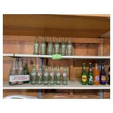 Pepsi double dot aluminum 6 bottle carrier and various soda bottles