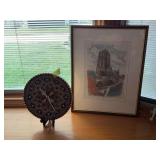 Made in Spain clock and Netherlands hand colored print