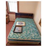 Full size bookcase headboard w mattress and box spring Mattress is older, but clean