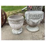 Two concrete urns 12x14, 15x17