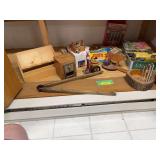 Children’s books, cookbooks, nut bowl, etc