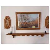 29x21 S/N print by Rick Morkel 1373/1750 Published by Miller High Life, 4’ long wall shelf and sconces