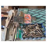 Various pieces iron includes wrenches, nippers, waffle irons, etc