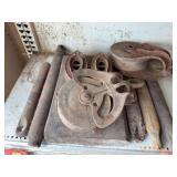 Quantity of window weights, pulleys, sad irons