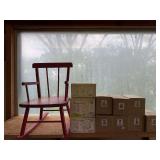 Doll size rocker and toys/decor