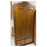 Antique Pine Wardrobe converted to cupboard 2 drawer base 15D x 44L x 90H