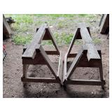 Two stationary saw horses