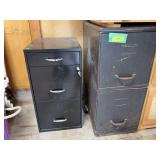 2 metal and one wood file cabinets