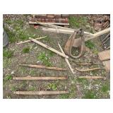 Wood Beam walking plow, eveners, neck yokes, games etc