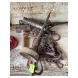 Grease gun, pry bars, pipe wrenches, etc