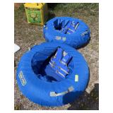 Two tube pro river float tubes with two youth lifejackets - fit over a traditional inner tube