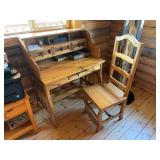 36 inch small, solid wood, rustic writing desk and matching chair