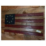 Wooden wall hanging rustic American flag