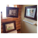 Wildlife artwork, including four prints, Elk, Mule deer, and bear