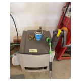 Suncast hose box w hose, watering wand, hose adapters