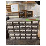 (2) multi drawer product bins w contents