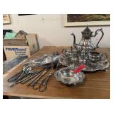 Silver plate tea service and weighted sterling S&Ps