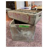 Wooden Pepsi box and wooden Eskays albumenized food box w dovetail corners “Nourishes from Old Age to Infancy”