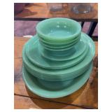 Jadeite dishes includes oval serving platter, (5) 9” plates, (2) 8” plates, (1) saucer, (5) 5” bowls
