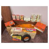 Hot Wheels Sizzler track and accessories, empty car cases