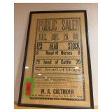 1911 PUBLIC SALE hand bill from Casey Iowa