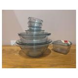 Many pieces Fire King sapphire blue dishes in Philbe pattern
