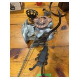 CI bug bootjack, cherry pitter, meat grinder, kerosene lamp wall bracket