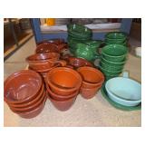 Homer Laughlin oven serve dinner ware in brown and green