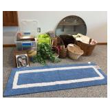 Baskets, towels, rug, cash box, round mirror and more...