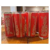 Eight MCM Culver highball glasses w red gold Thai goddess