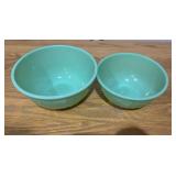Two jadeite mixing bowls, 8” and 9”