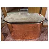 Polished copper boiler with tin lid that does not fit