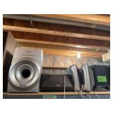 4 Phillips surround sound speakers and subwoofer