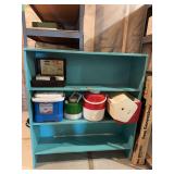 (2) Turquoise blue bookcases 14D x 44L x 49H and 12D x 48L x 44H NO CONTENTS!